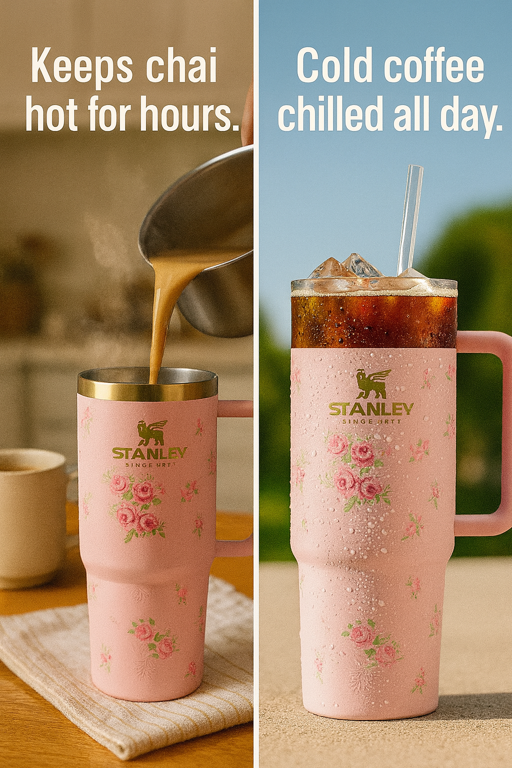 Stanley Floral Tumbler — Hot for Hours, Ice for Longer | Leak-Resistant & Cupholder-Ready