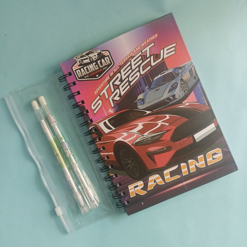 Diaries for Boys with Gel Pens and Transparent Pouch