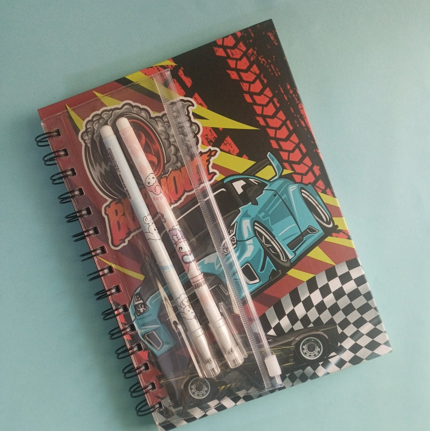 Diaries for Boys with Gel Pens and Transparent Pouch